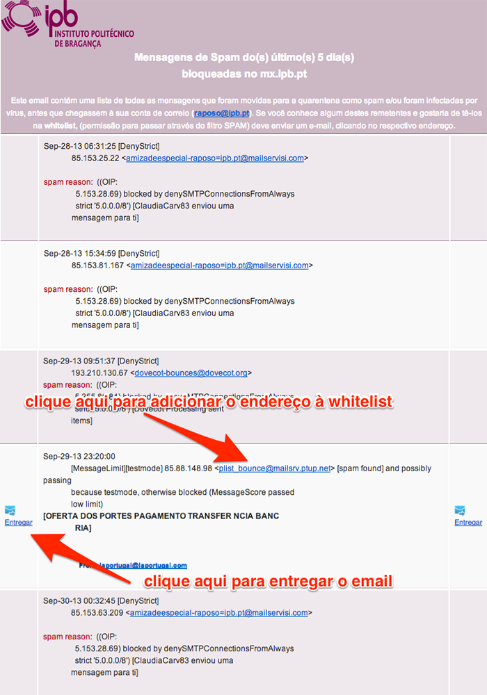 ipb controlo do spam